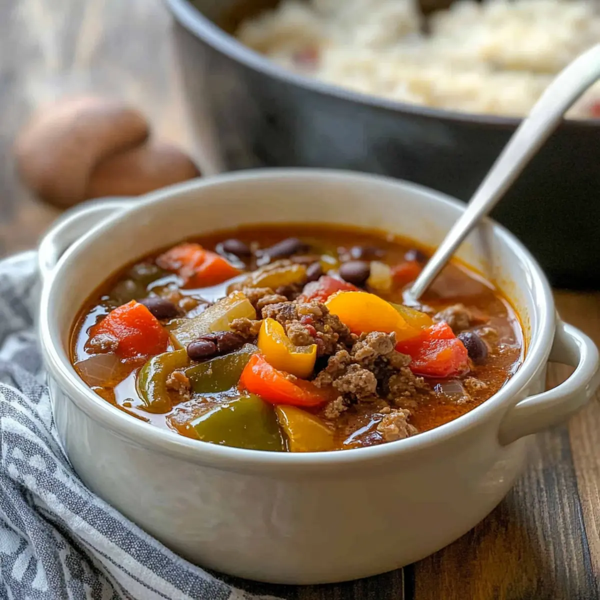 {Slow-Cooker} Stuffed Pepper Soup