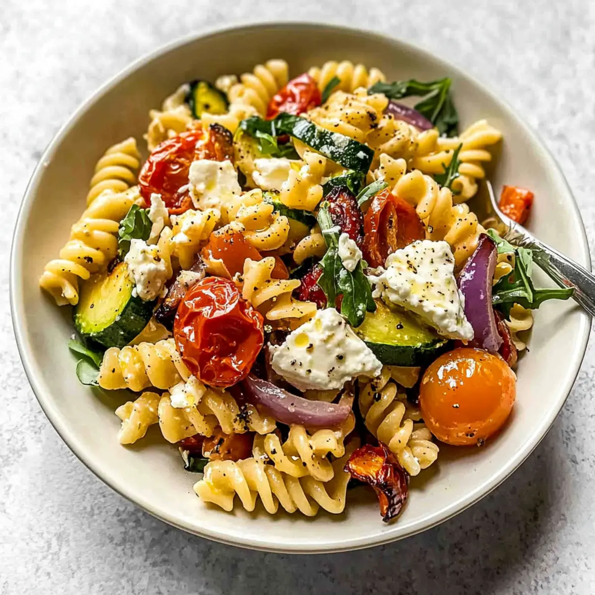 Roasted Veggie Pasta with Feta