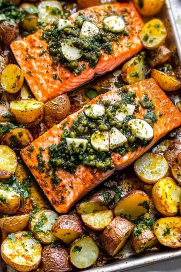 Salmon and Potatoes with Caper Chimichurri