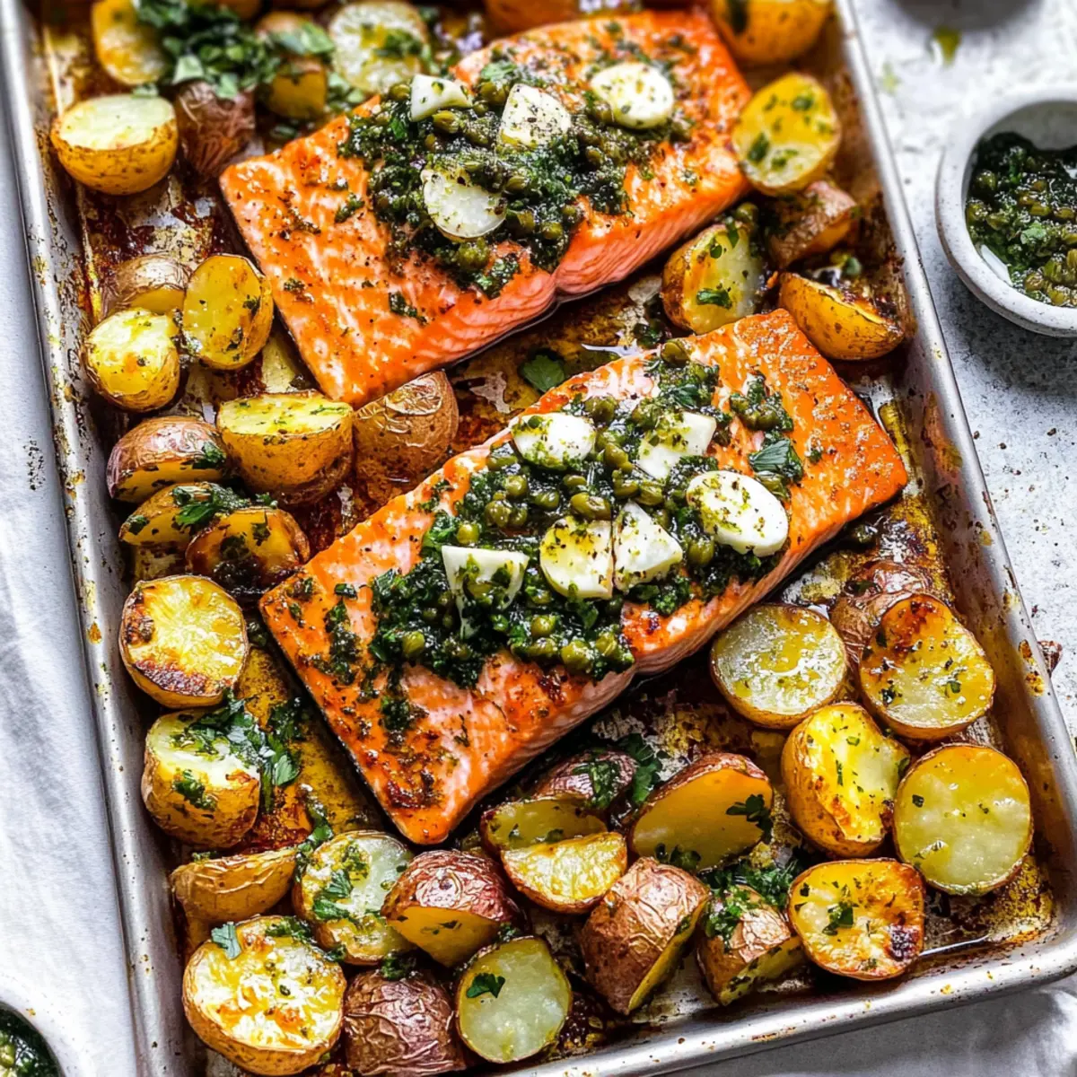 Salmon and Potatoes with Caper Chimichurri