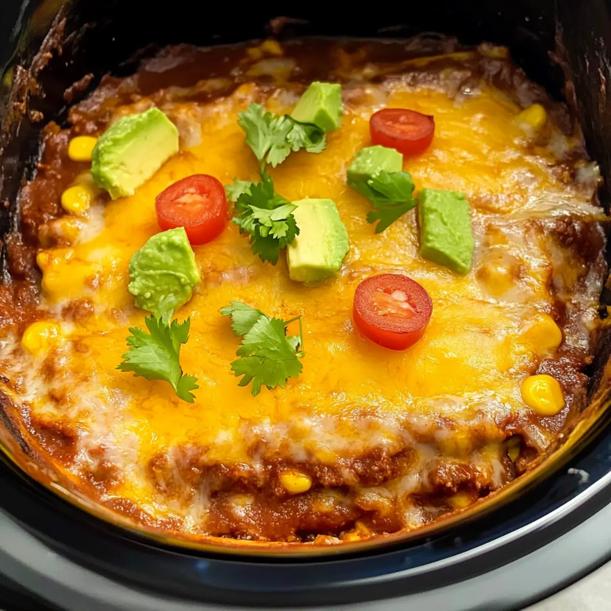 Slow Cooker Layered Beef Enchiladas