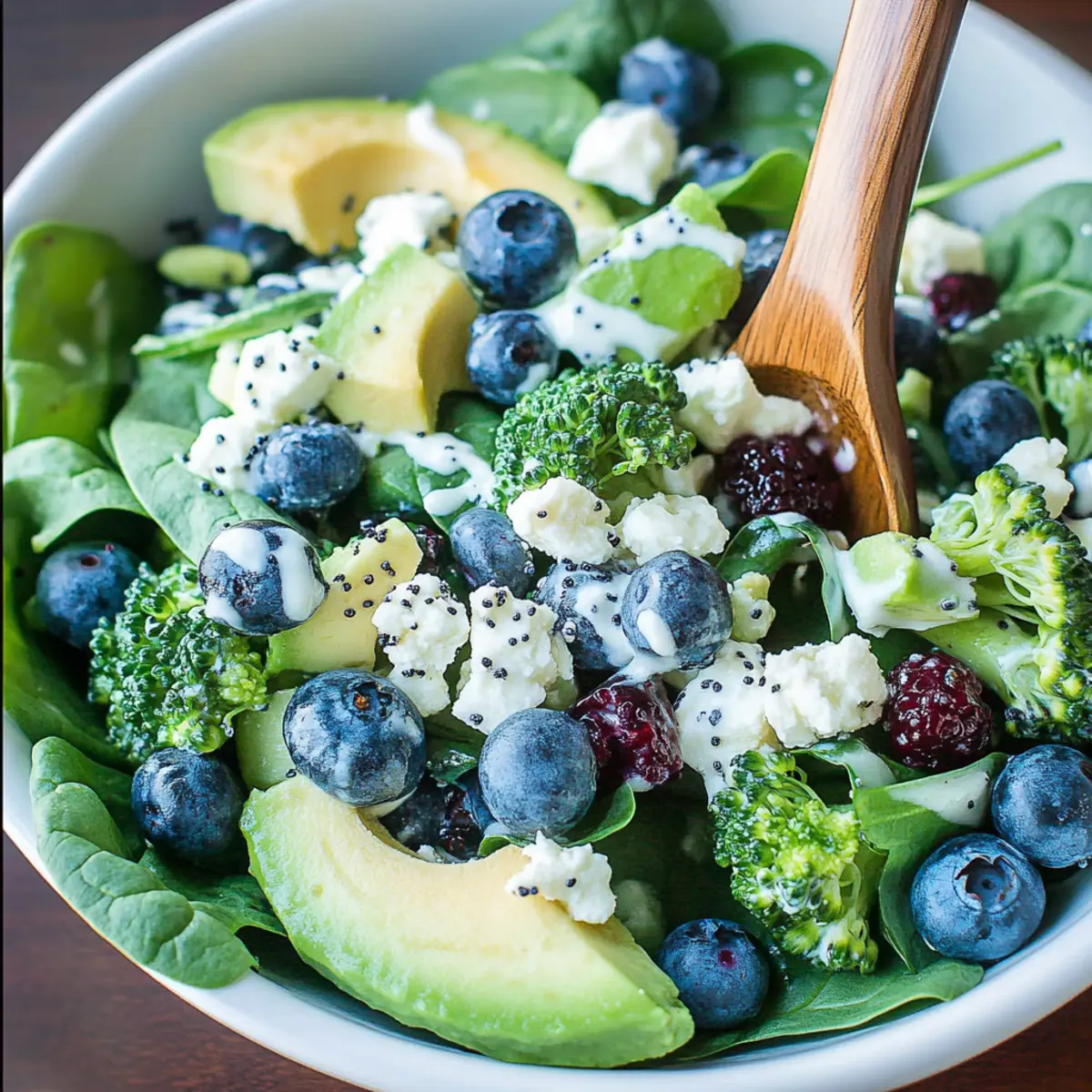 Blueberry Broccoli Spinach Salad