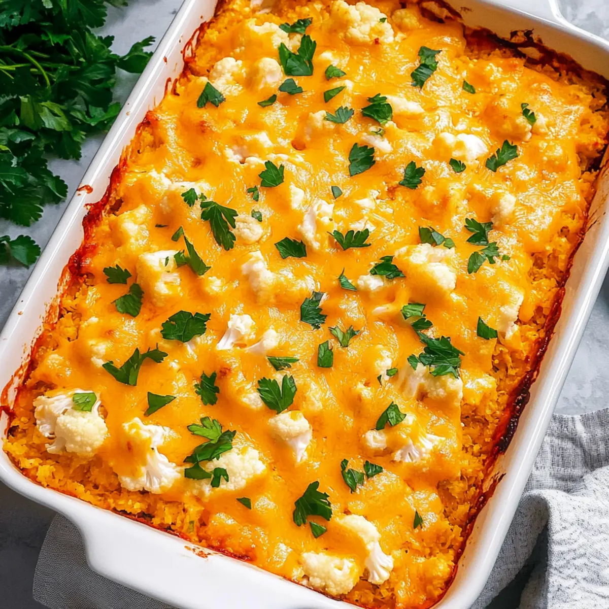 Buffalo Chicken Cauliflower Casserole