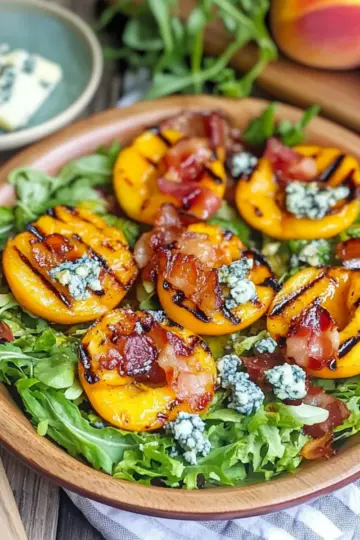 Grilled Peach Salad with Honey Vinaigrette
