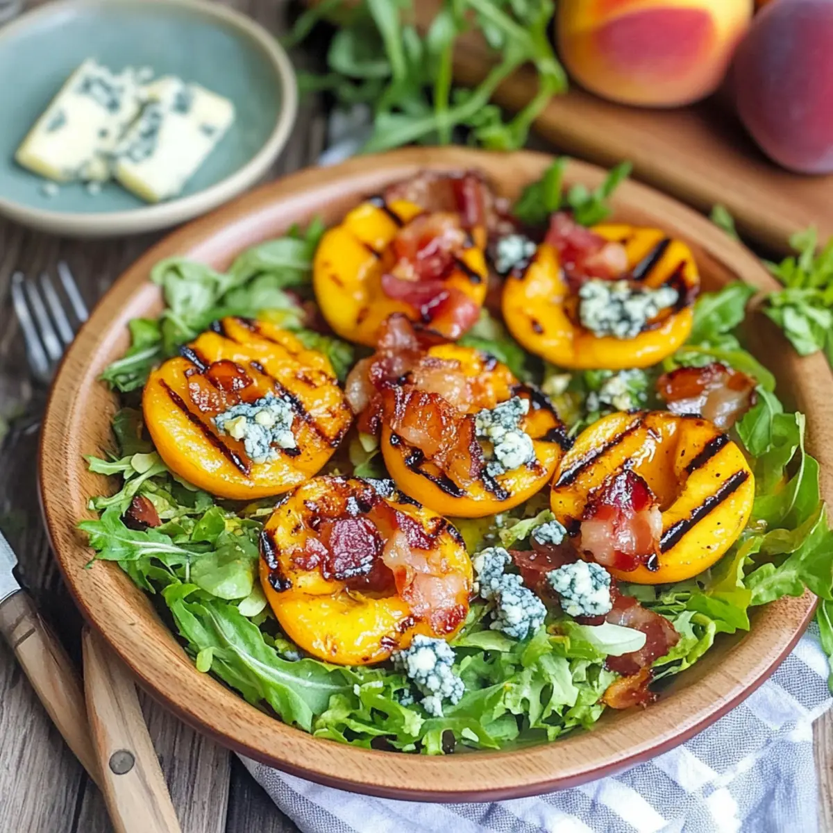 Grilled Peach Salad with Honey Vinaigrette