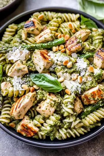 Grilled Chicken and Asparagus Pesto Pasta