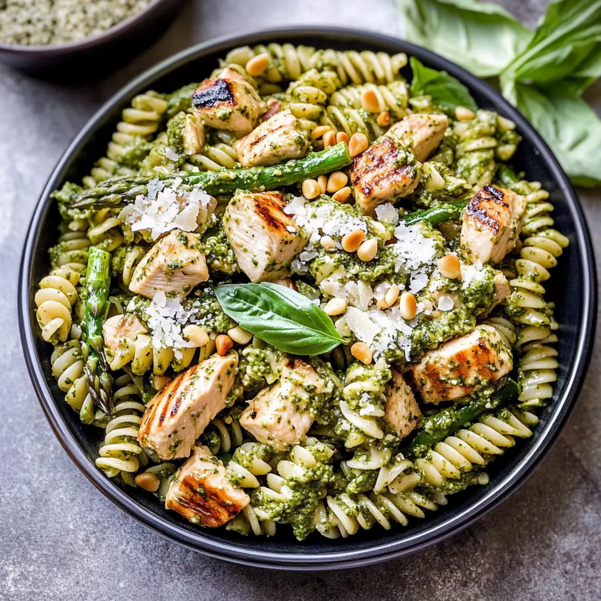Grilled Chicken and Asparagus Pesto Pasta