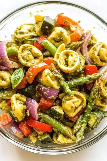 Tortellini with Roasted Veggies and Basil Vinaigrette