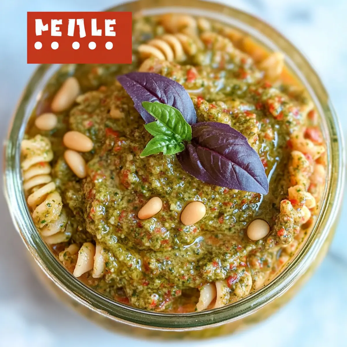 Bell Pepper Pesto with Purplish Basil