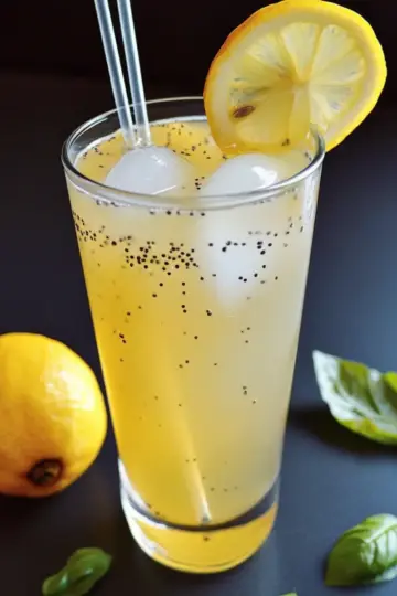Simple lemonade with basil seeds