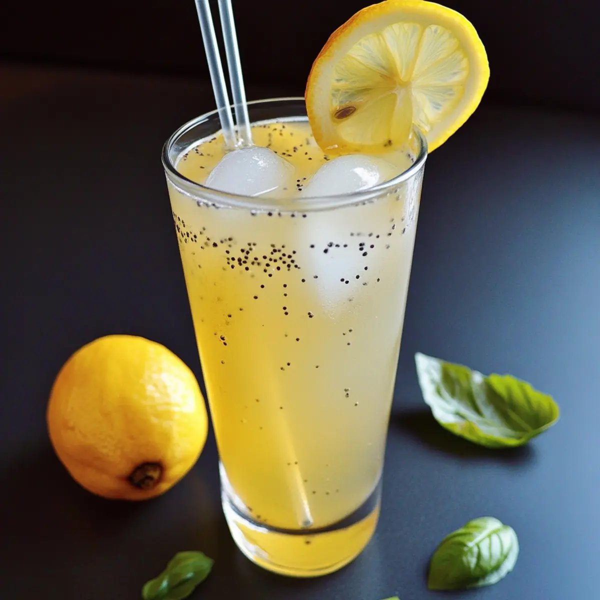 Simple lemonade with basil seeds