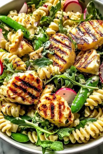 Tahini Pasta Salad with Halloumi