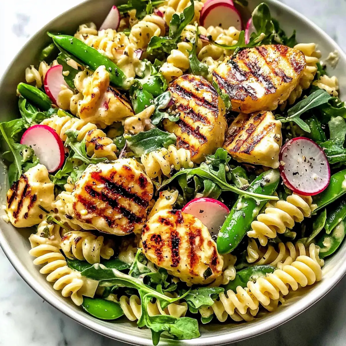 Tahini Pasta Salad with Halloumi