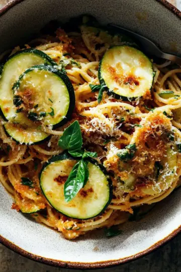 Spaghetti with Crispy Zucchini