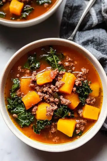 Ground Beef Butternut Squash Kale Soup
