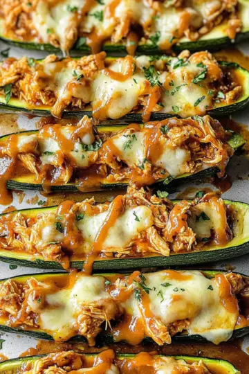 Barbecue Chicken Zucchini Boats