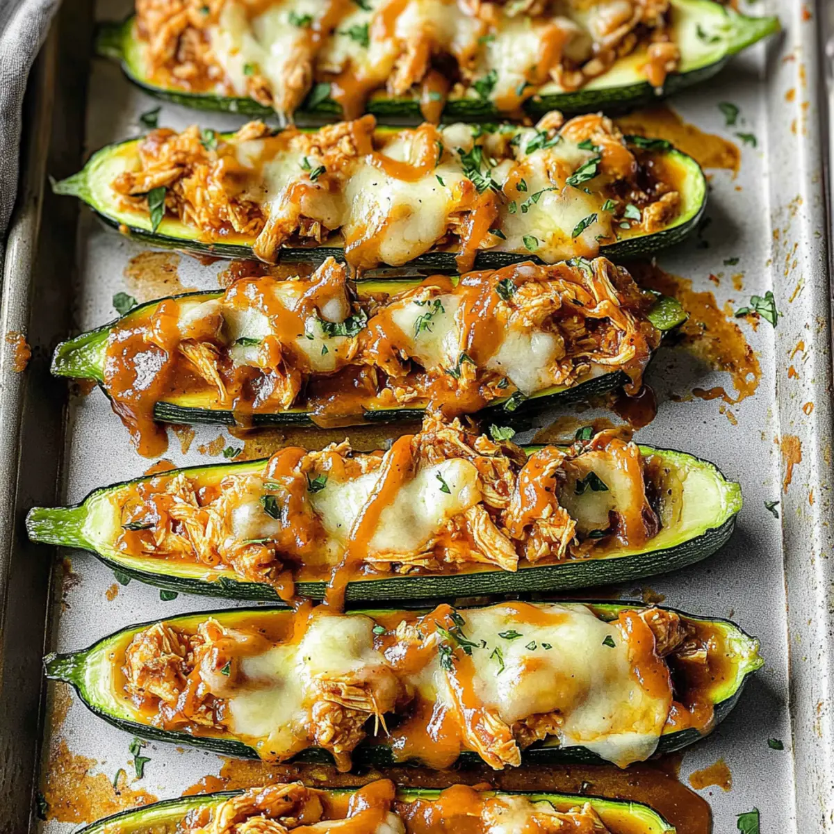Barbecue Chicken Zucchini Boats