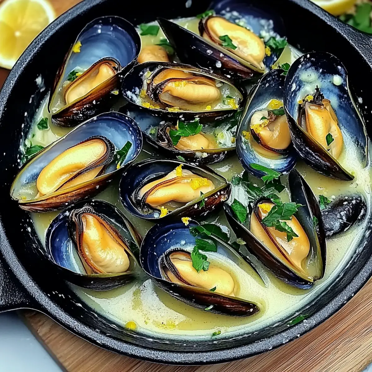Lemon Garlic Butter Mussels
