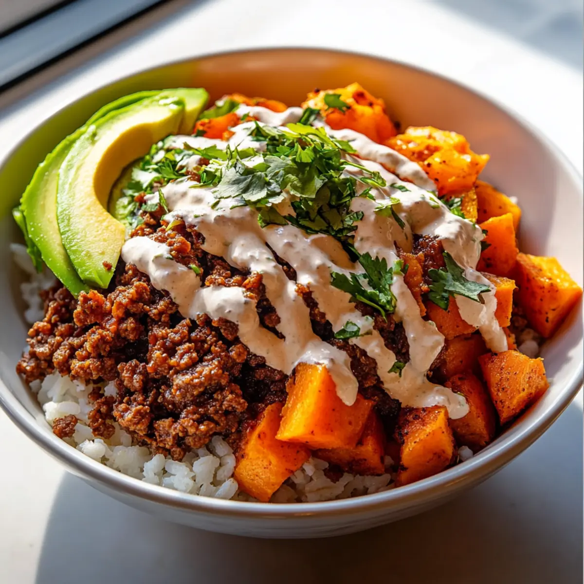Ground Beef Sweet Potato Taco Bowl