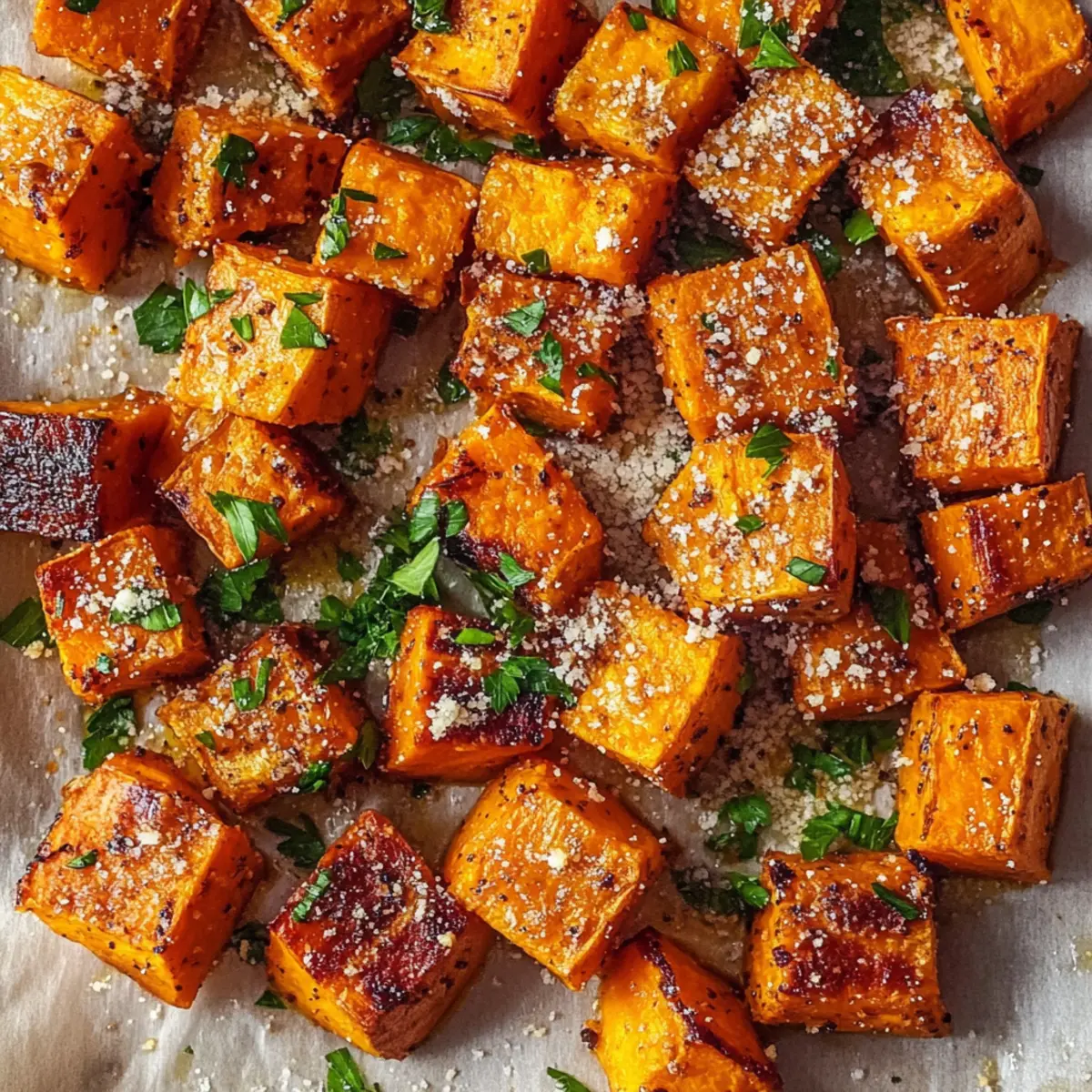 Garlic Parmesan Roasted Sweet Potatoes