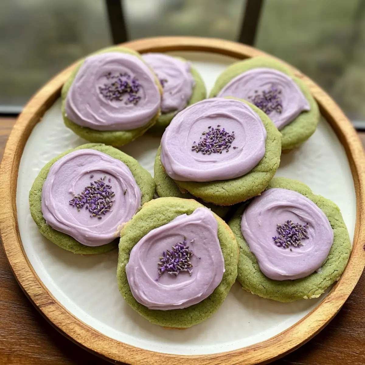 Matcha Sugar Cookies and Lavender Frosting