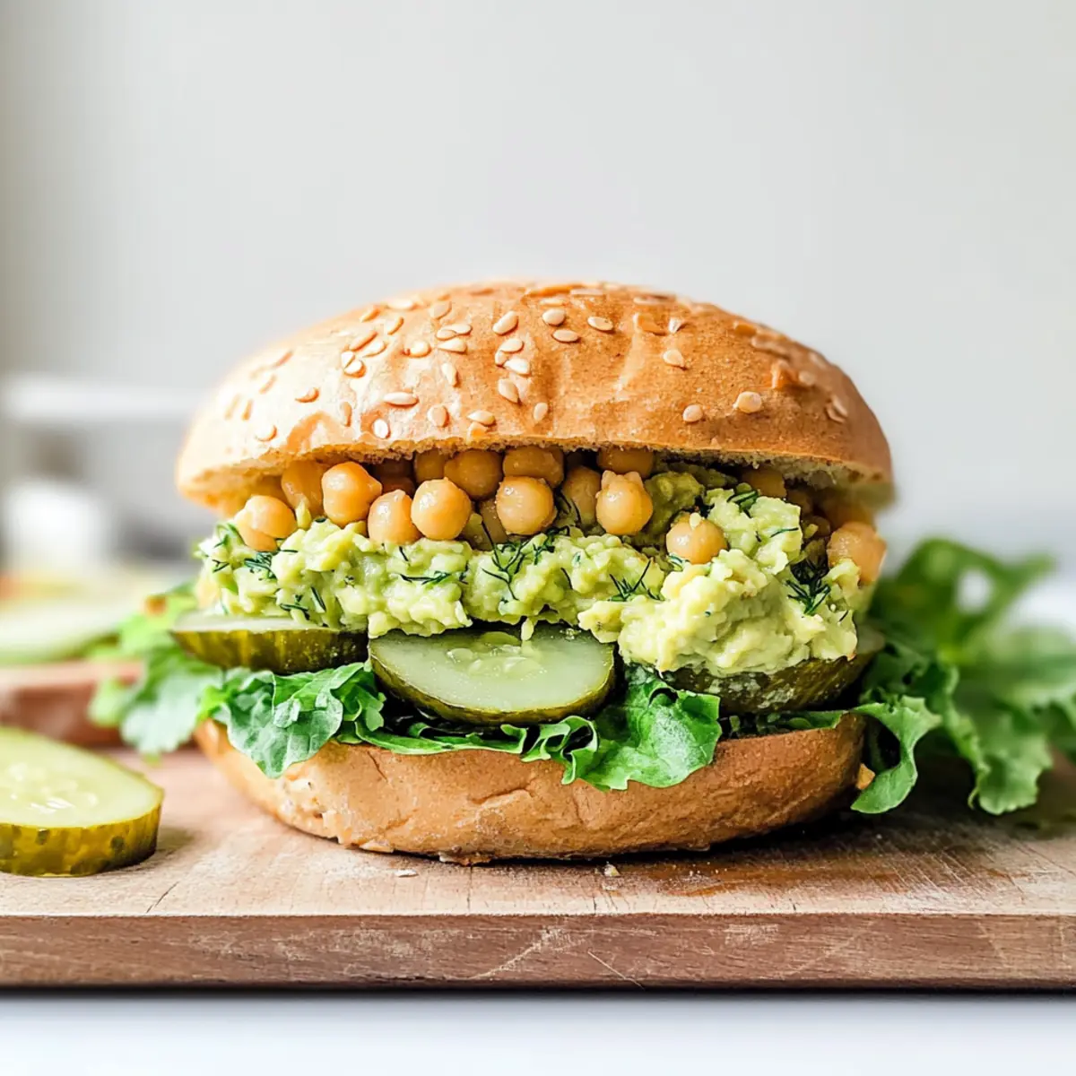 Chickpea Avocado Dill Pickle Sandwiches
