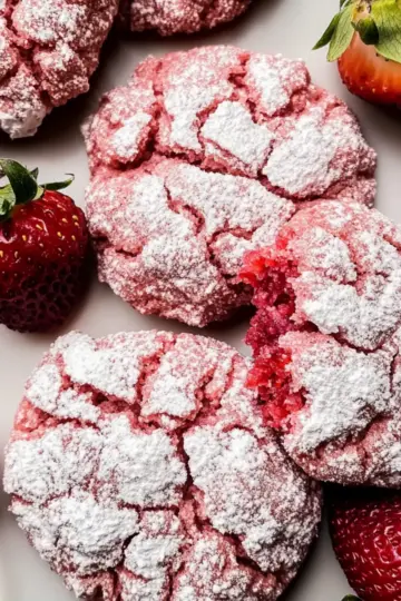 Strawberry Crinkle Cookies
