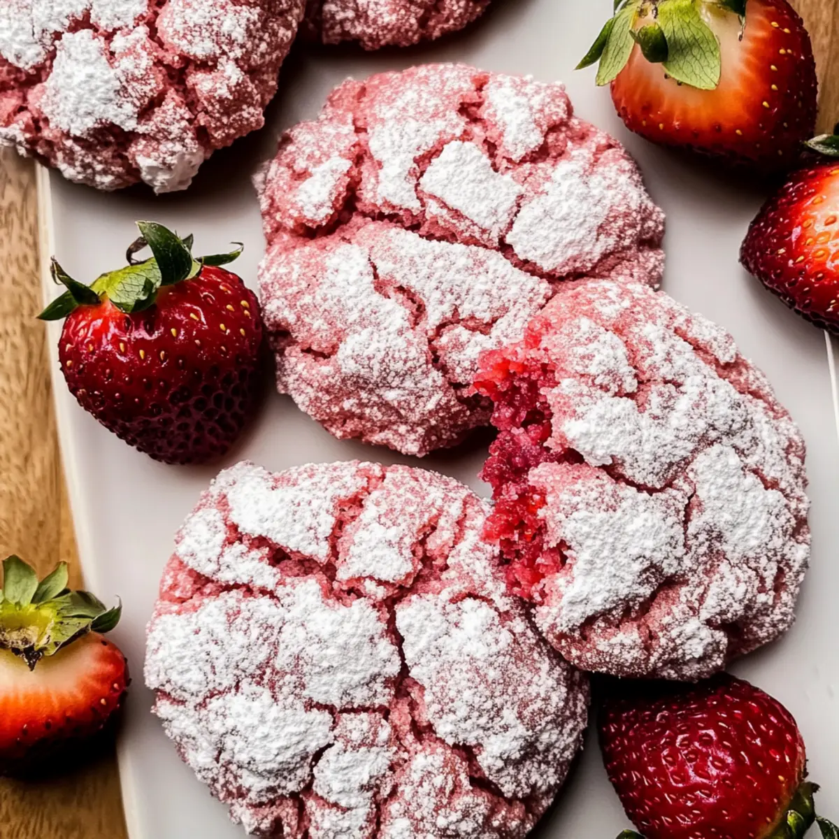 Strawberry Crinkle Cookies