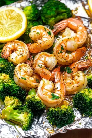Baked Shrimp and Broccoli Foil Packs
