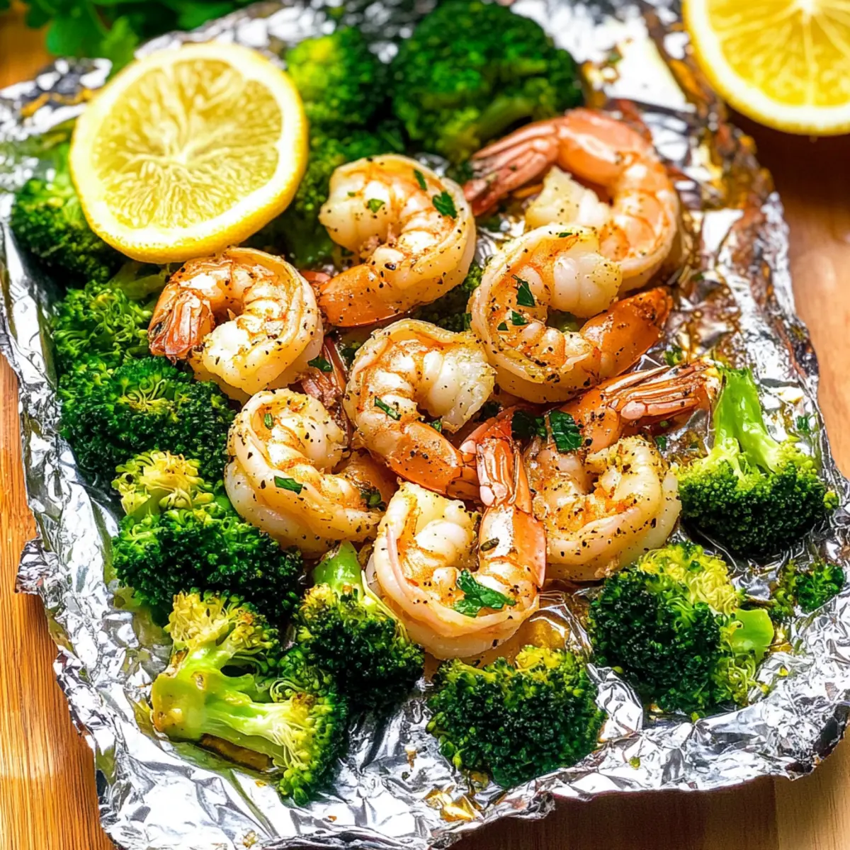 Baked Shrimp and Broccoli Foil Packs
