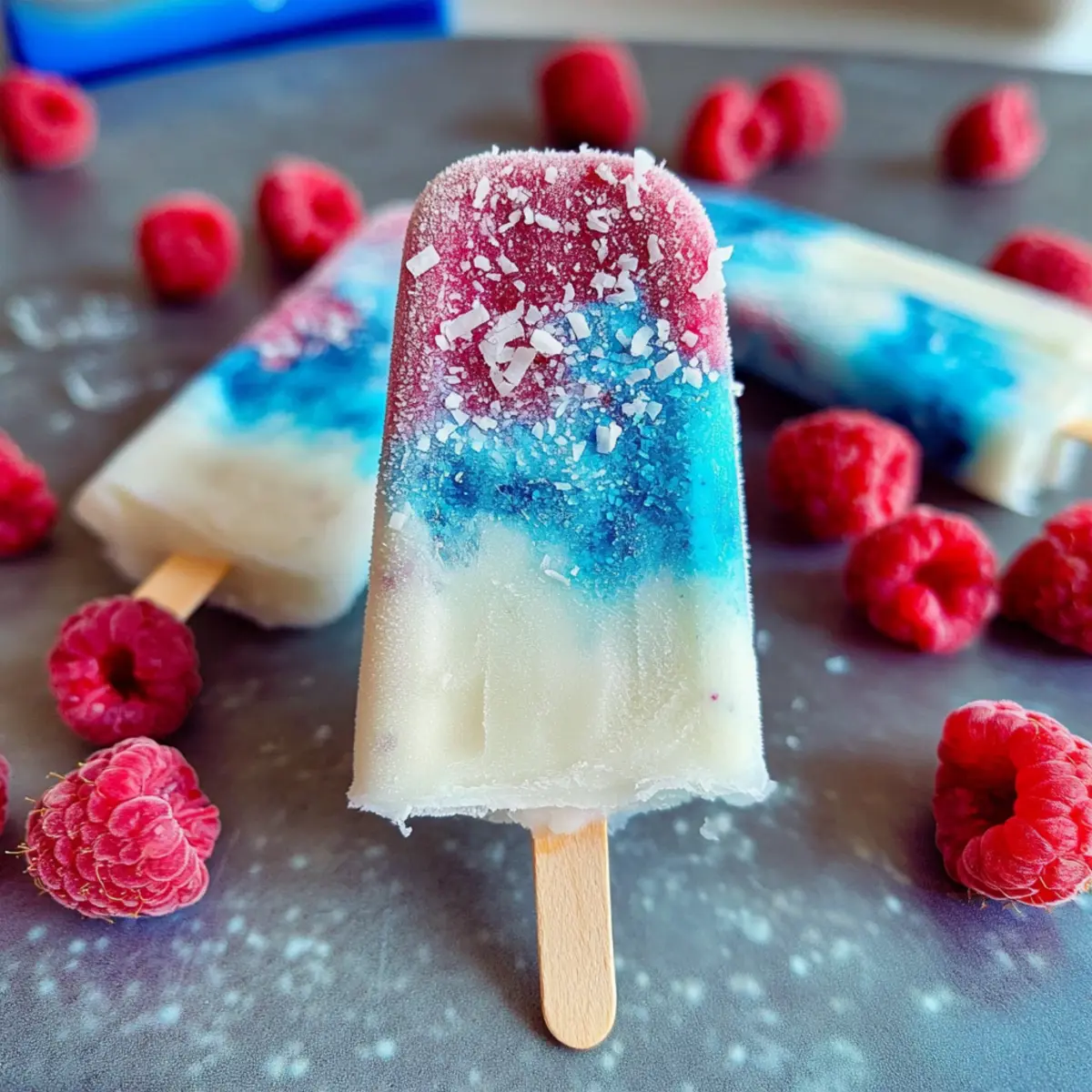 Coconut Blue Raspberry Popsicles