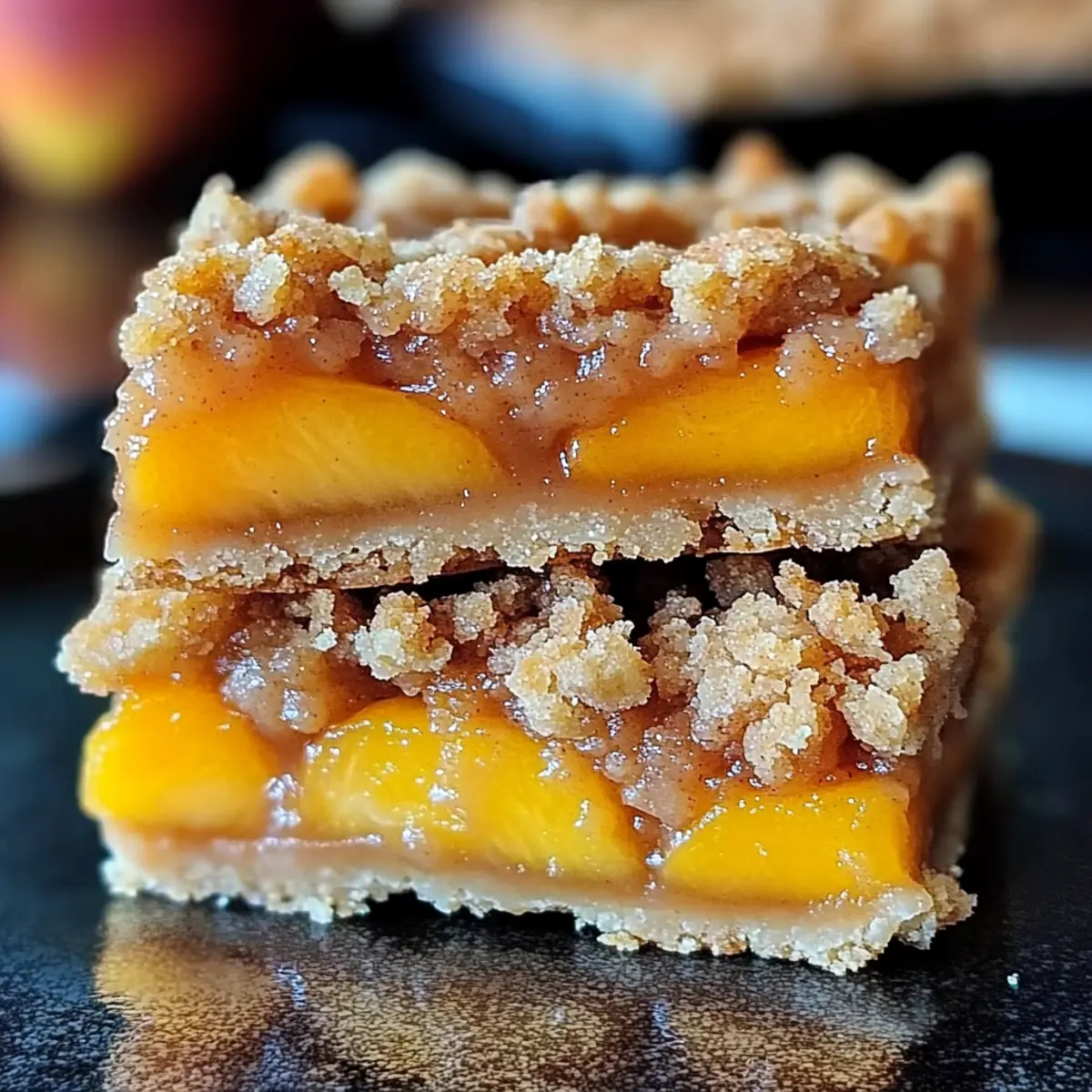 Cinnamon Peach Crumble Bars