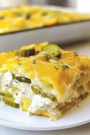 Dill Pickle Cheddar Lasagna