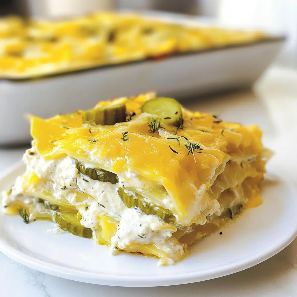 Dill Pickle Cheddar Lasagna