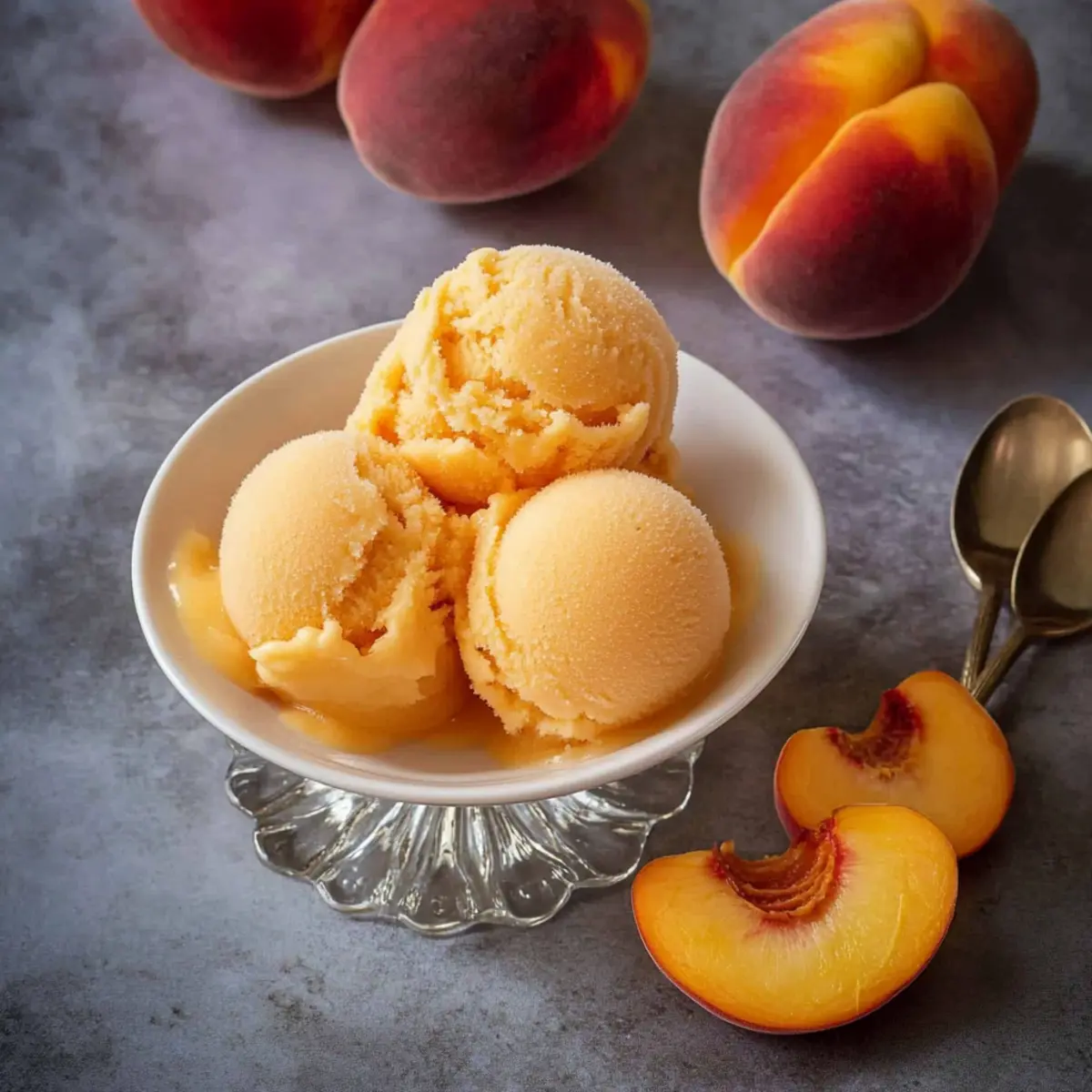Sorbet With Fresh Peaches