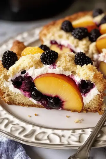 Fresh Peach Buckle with Blackberries