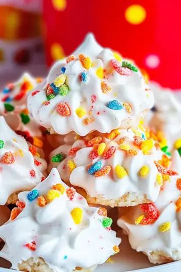 Fruity Pebbles Meringue Cookies