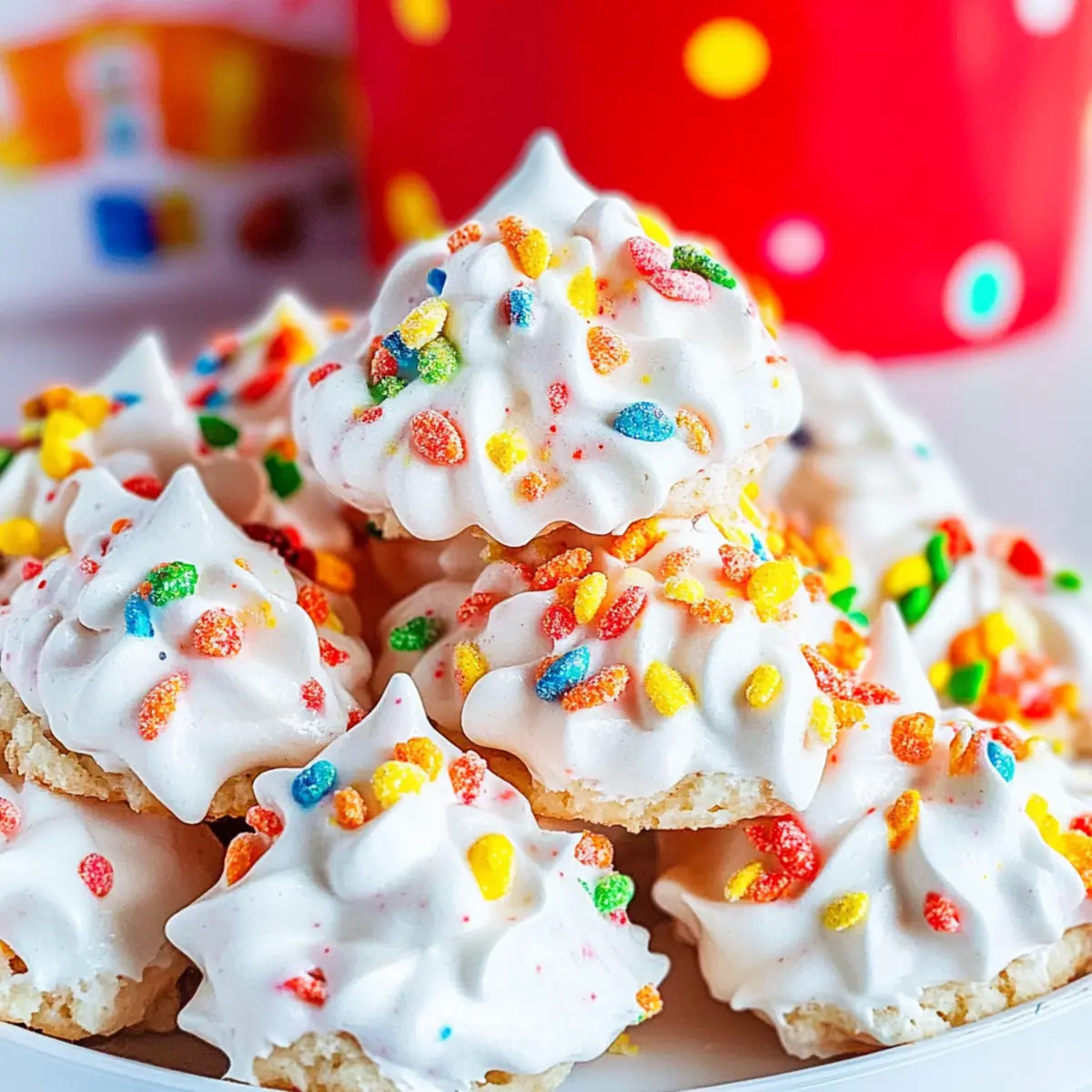 Fruity Pebbles Meringue Cookies