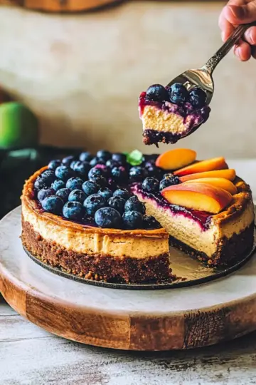 Blueberry peach cheesecake