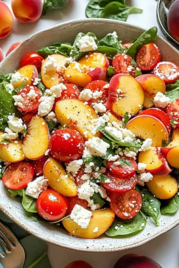 Tomato Feta Salad with Peach and Strawberry