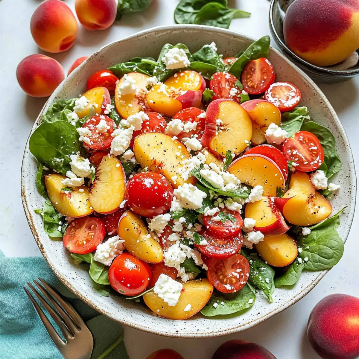 Tomato Feta Salad with Peach and Strawberry