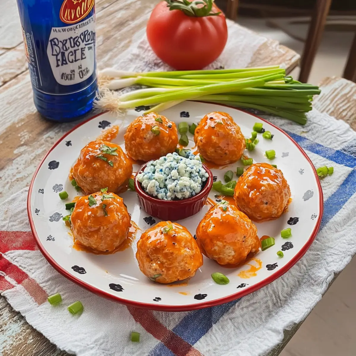 Blue Cheese-Stuffed Buffalo Chicken Meatballs