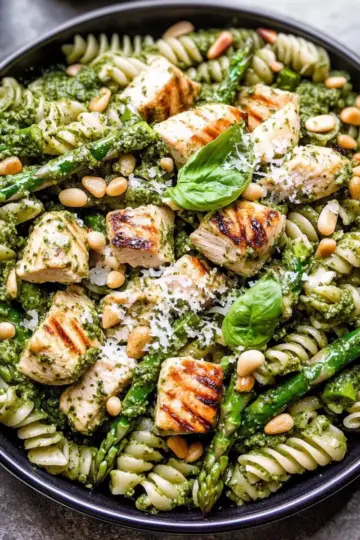 Grilled Chicken and Asparagus Pesto Pasta