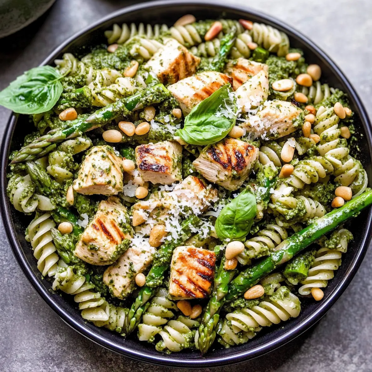 Grilled Chicken and Asparagus Pesto Pasta