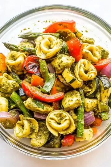 Tortellini with Roasted Veggies and Basil Vinaigrette