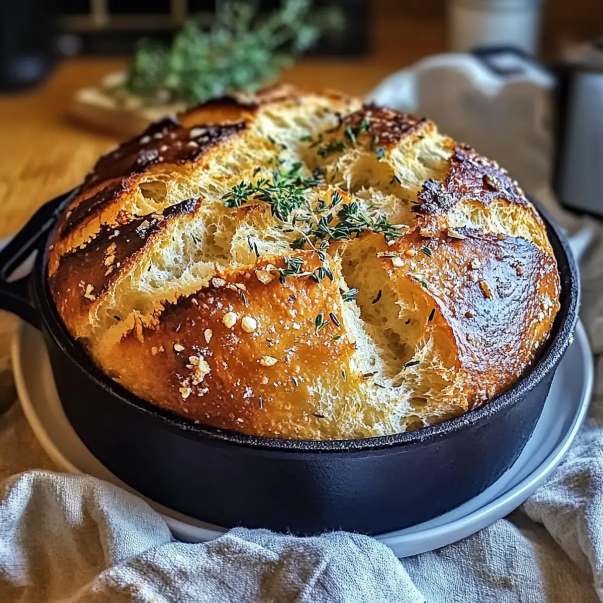 Garlic Herb Dutch Oven Bread