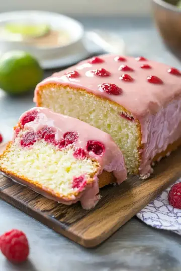 Raspberry Glazed Key Lime Cake