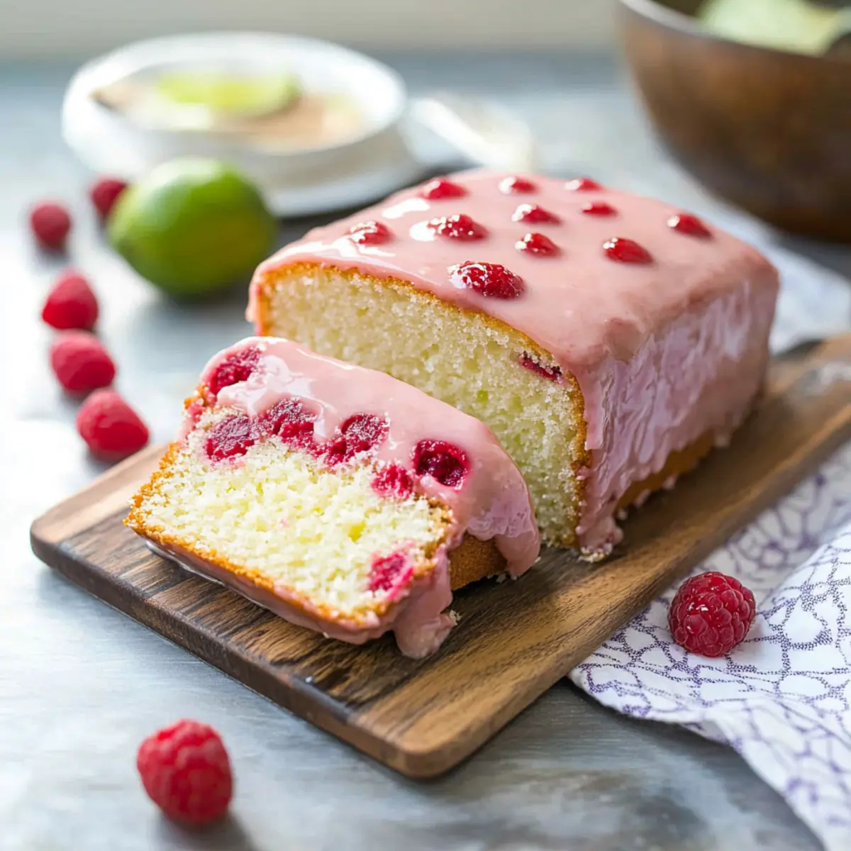 Raspberry Glazed Key Lime Cake