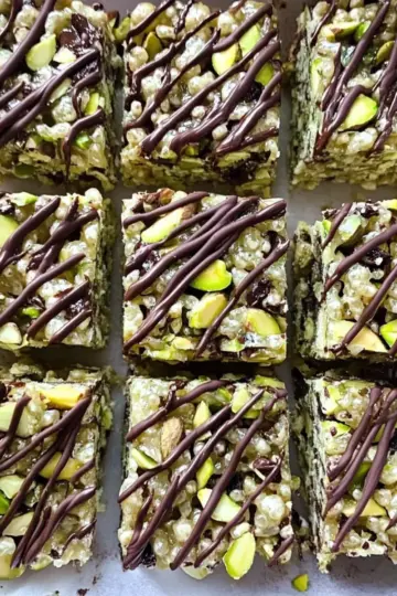 Pistachio and White Chocolate Rice Krispies Treats