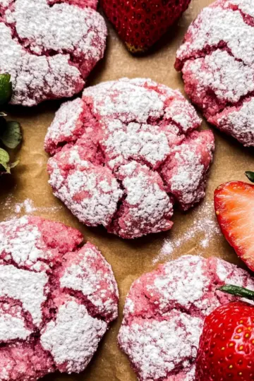 Strawberry Crinkle Cookies